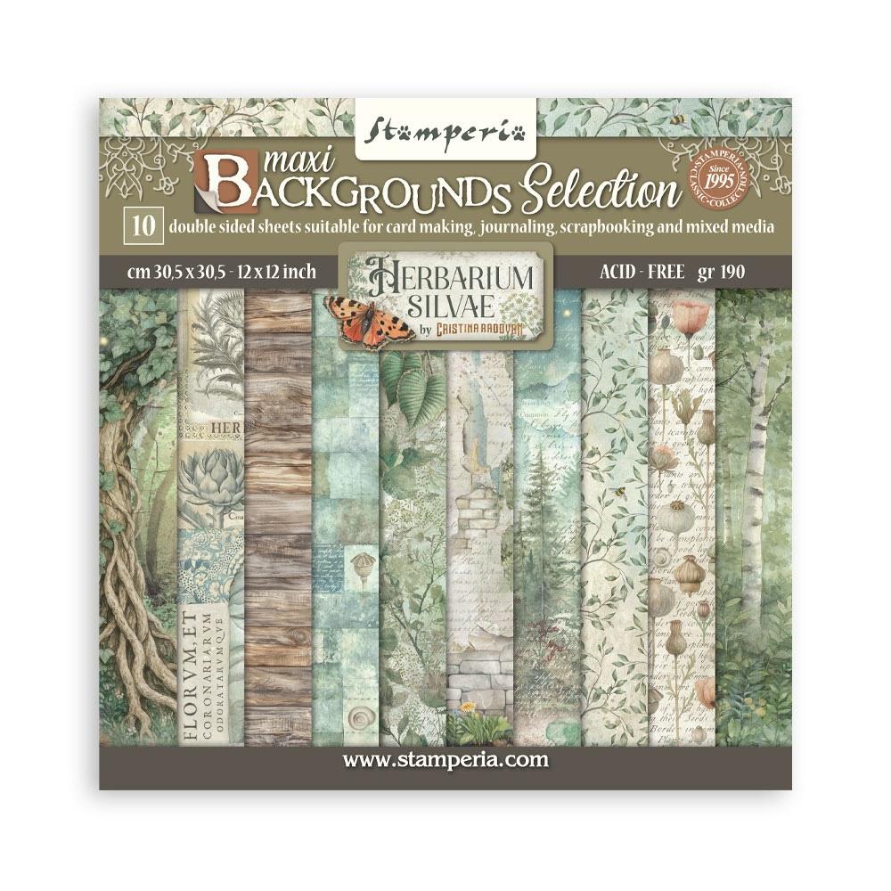 Stamperia Backgrounds Double-Sided Paper Pad 12x12 - Herbarium Silvae