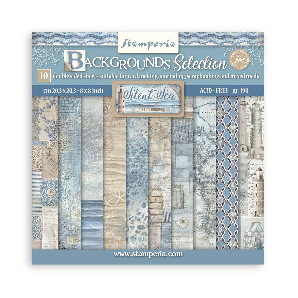 Stamperia Backgrounds Double-Sided Paper Pad 8x8 - Silent Sea