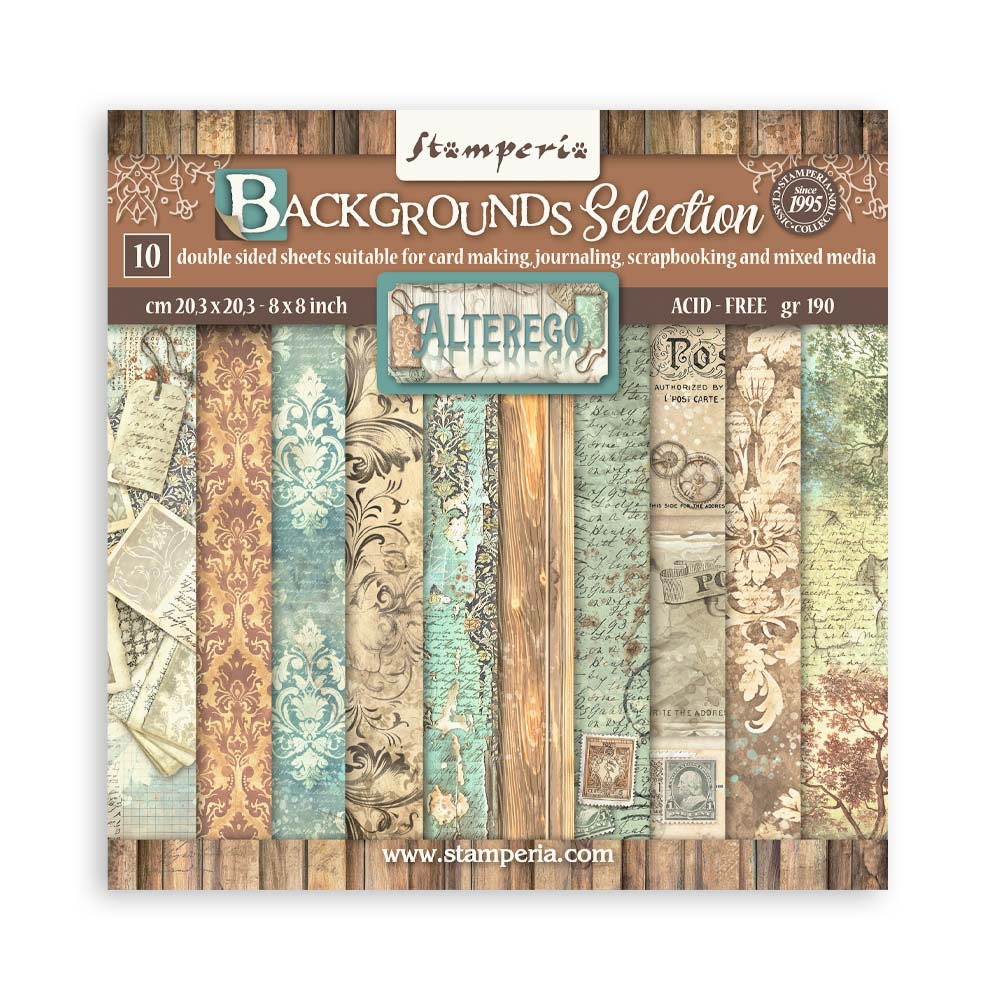 Stamperia Backgrounds Double-Sided Paper Pad 8x8 - Alterego