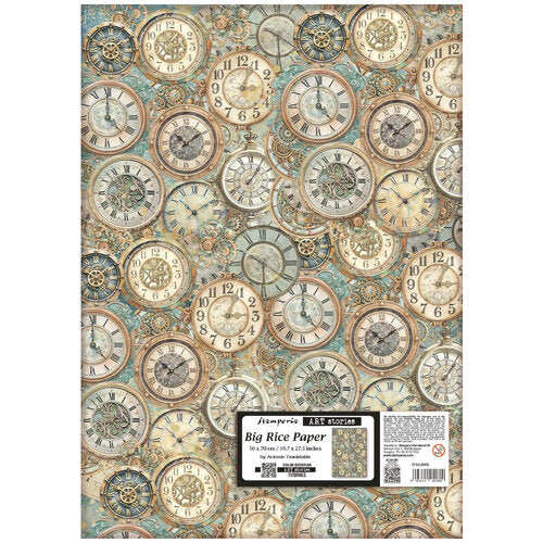 Big Rice Paper with vintage clock design on a white background