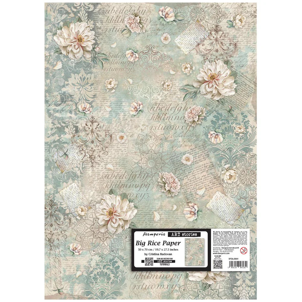 Stamperia Big Rice Art Stories Paper - Peony Pattern