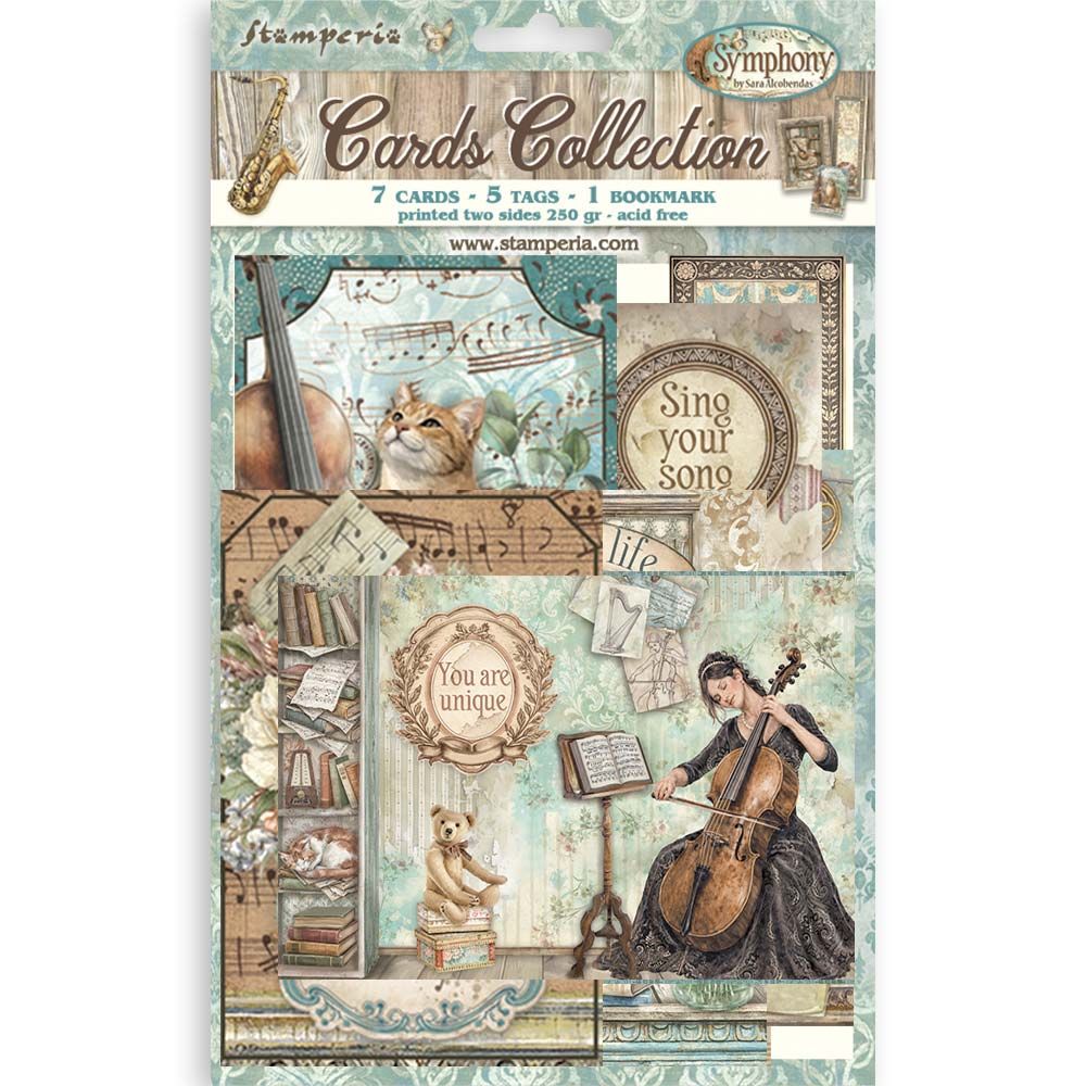 Stamperia Symphony Cards Collection packaging with artistic design elements.