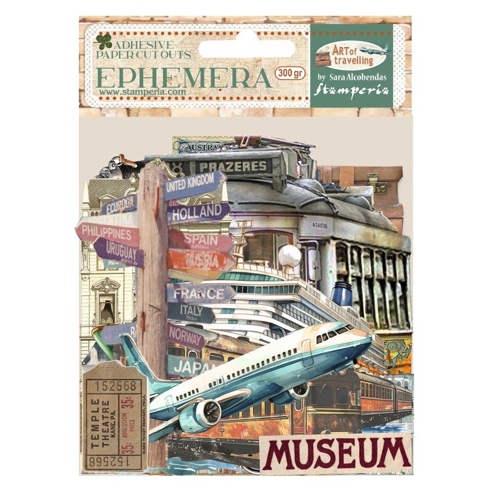 Stamperia Cardstock Ephemera Adhesive Paper Cut Outs - Art Of Travelling