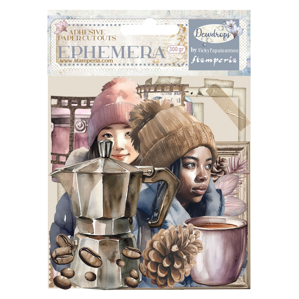 Stamperia Cardstock Ephemera Adhesive Paper Cut Outs - Create Happiness Dewdrops