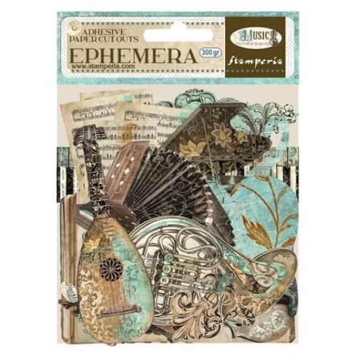 Stamperia Cardstock Ephemera Adhesive Paper Cut Outs - Music