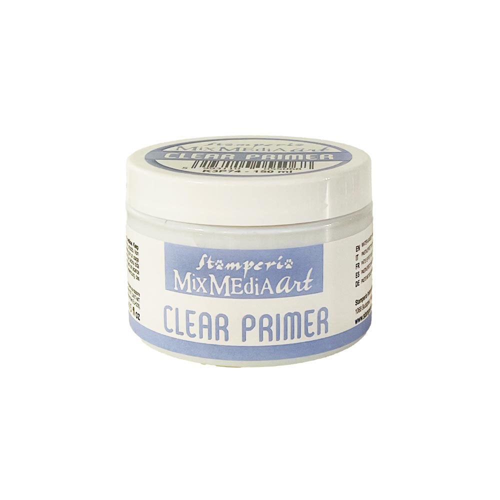 Jar of Stamperia Mix Media Art Clear Primer on a white background