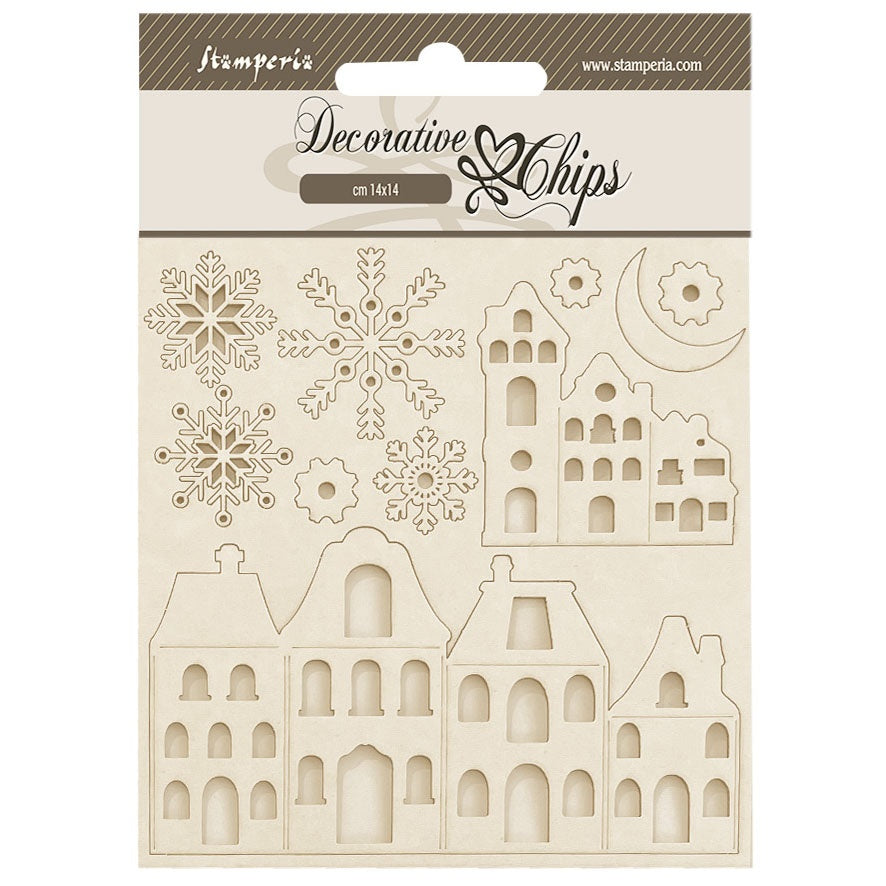 Stamperia Decorative Chips - Gear Up For Christmas - Cozy Houses