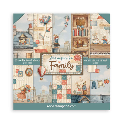 Stamperia Double-Sided Paper Pad 8x8 - Family