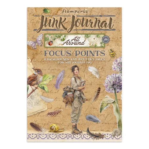 Junk Journal with nature-themed design on a beige background