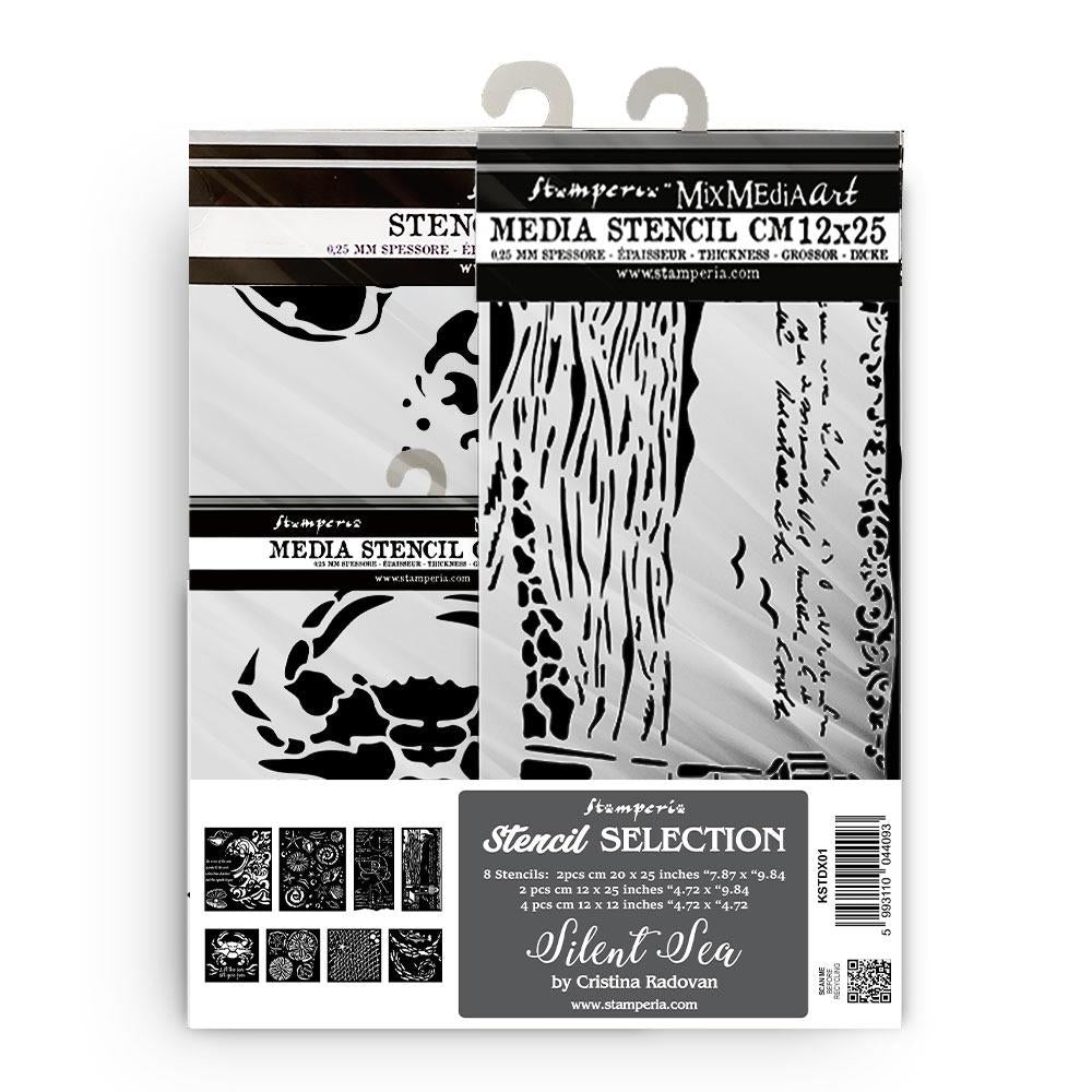 Stamperia Media Stencil Assortment - Silent Sea 8pk