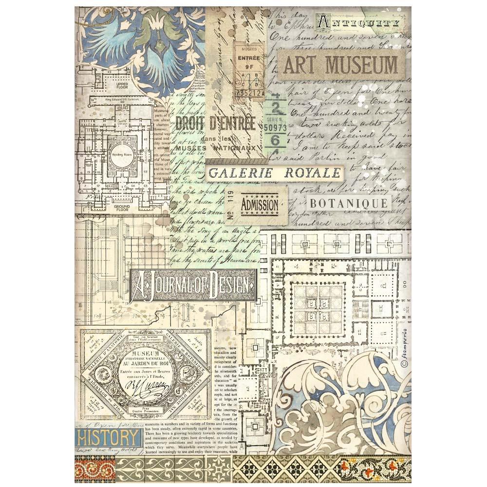 Stamperia Rice Paper Sheet A4 - Art Of Travelling Art Museum Background