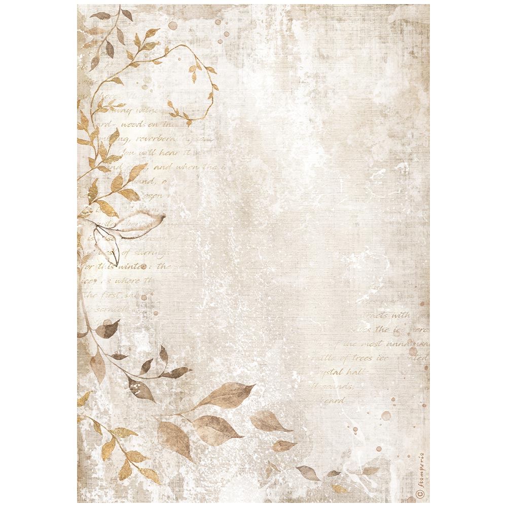Stamperia Rice Paper Sheet A4 - Create Happiness Dewdrops Leaves