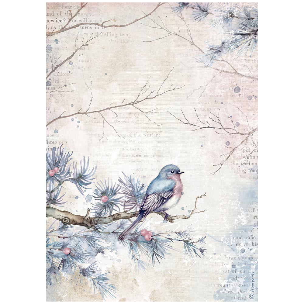 Stamperia Rice Paper Sheet A4 - Create Happiness Dewdrops bird