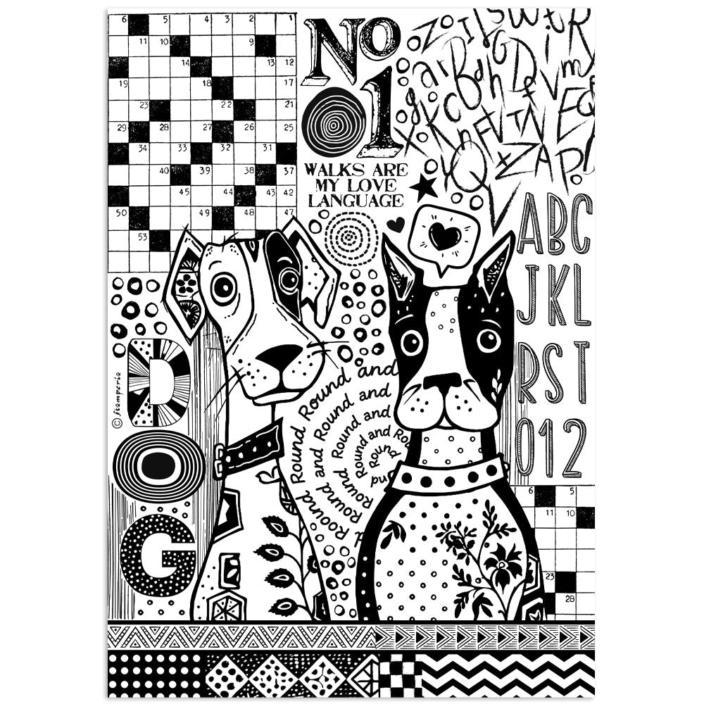 Stamperia Rice Paper Sheet A4 - Furry Friends - Dogs One Colour