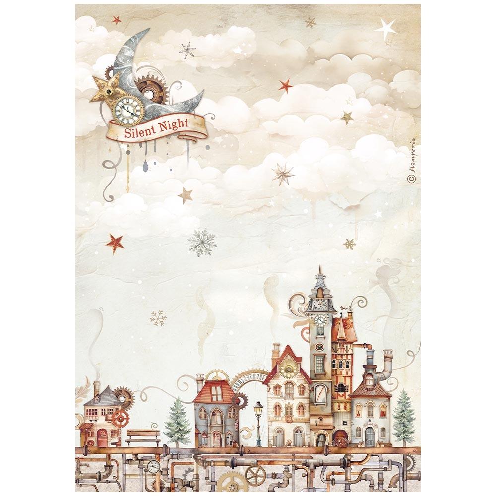 Stamperia Rice Paper Sheet A4 - Gear Up For Christmas Cozy Houses