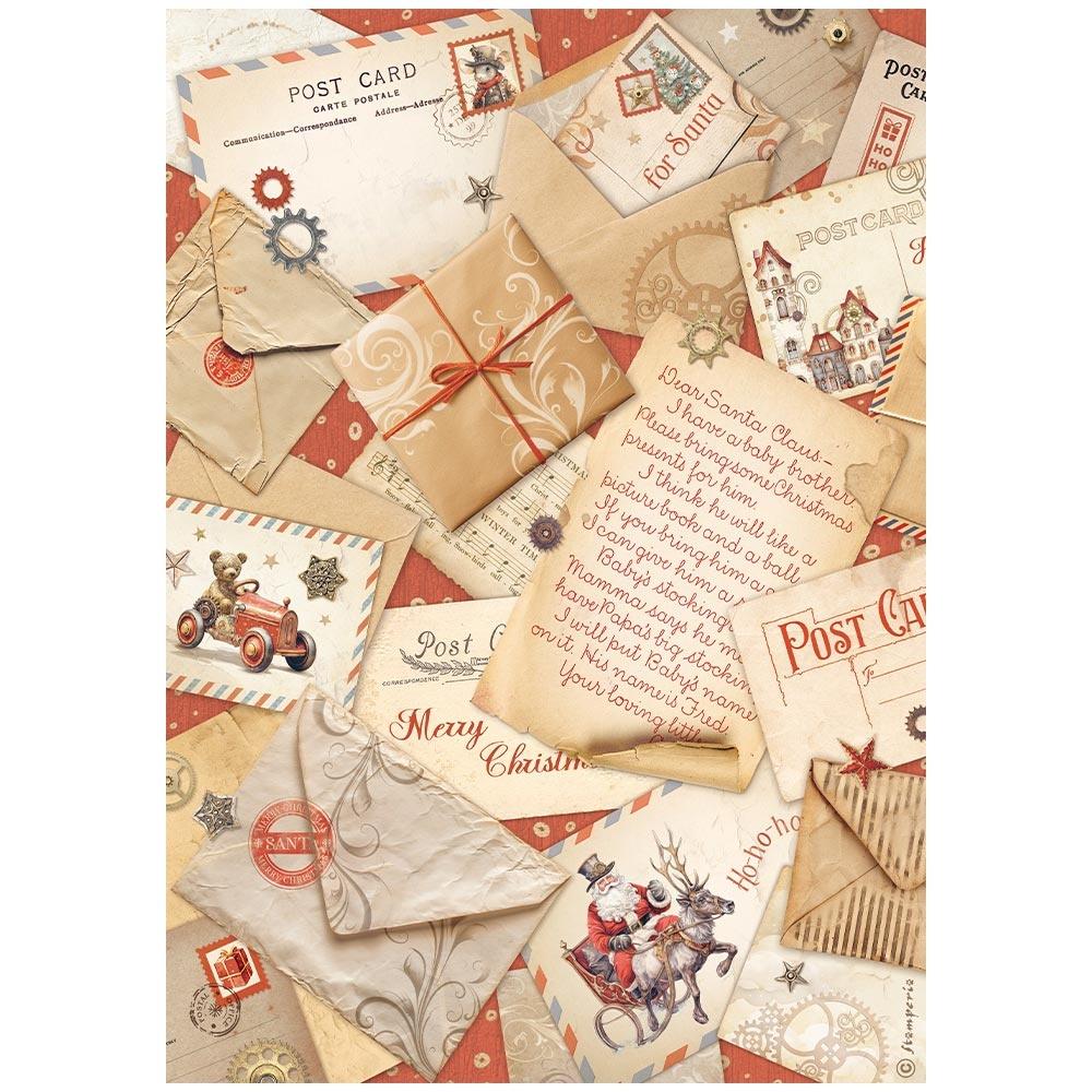 Stamperia Rice Paper Sheet A4 - Gear Up For Chrsitmas Post Cards