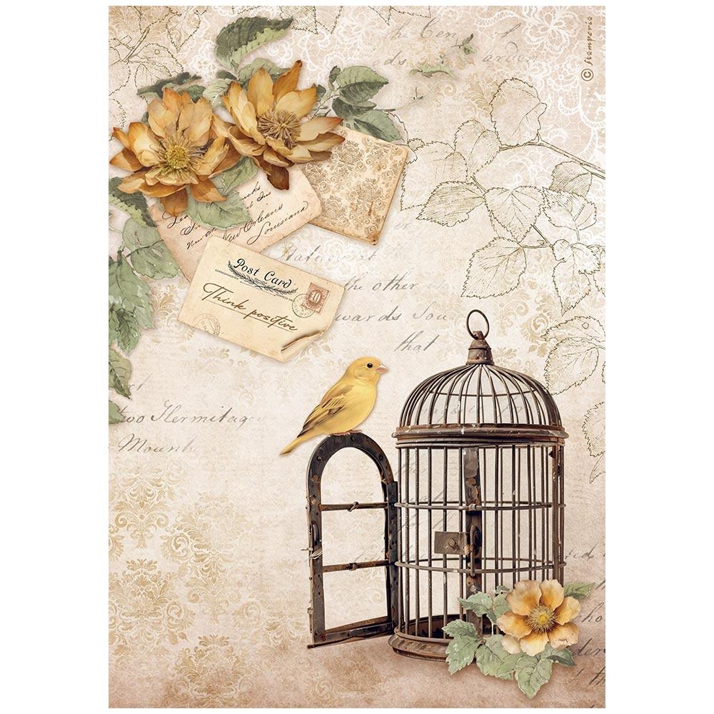 Stamperia Rice Paper Sheet A4 - Golden Harmony Cage