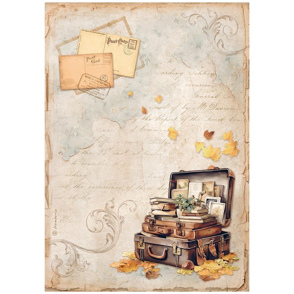 Stamperia Rice Paper Sheet A4 - Golden Harmony Suitcase