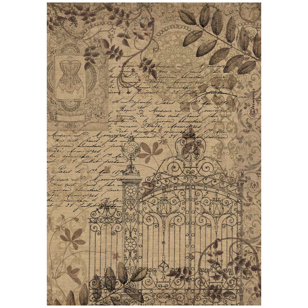 Stamperia Rice Paper Sheet A4 - Old Lace Gate