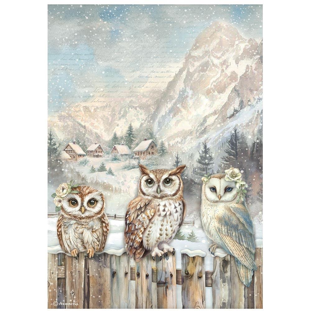 Stamperia Rice Paper Sheet A4 - The Owl's House 3 Owls