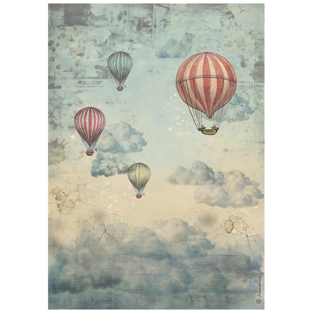 Stamperia Rice Paper Sheet A4 - Voyages Fantastiques - Air Balloons