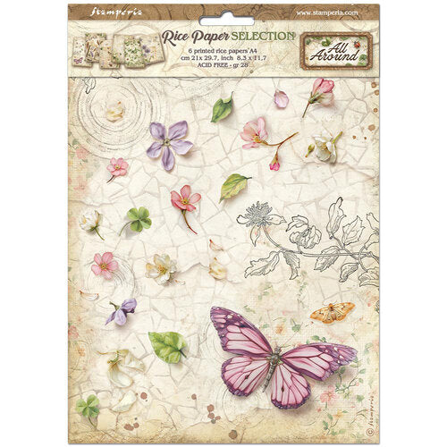 Stamperia Rice Paper Sheet A4 6pk - All Around