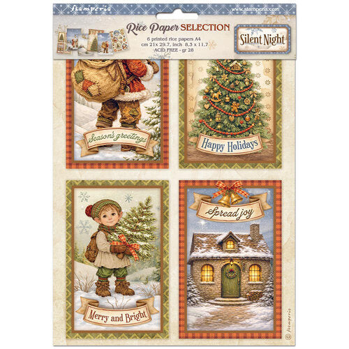 Christmas-themed rice paper selection with four designs on a white background