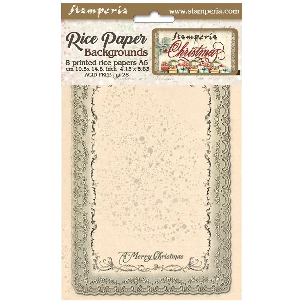 Stamperia Rice Paper Sheets A6 - Classic Christmas 8pk