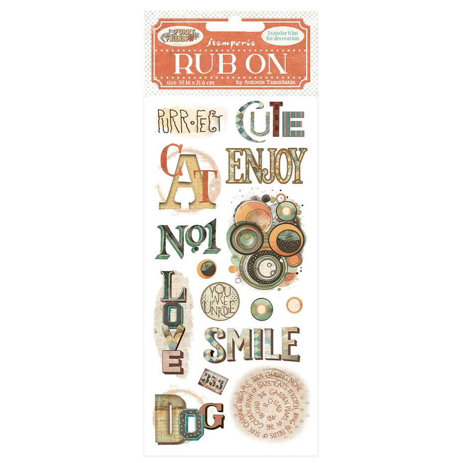 Stamperia Rub-On - Furry Friends Writings