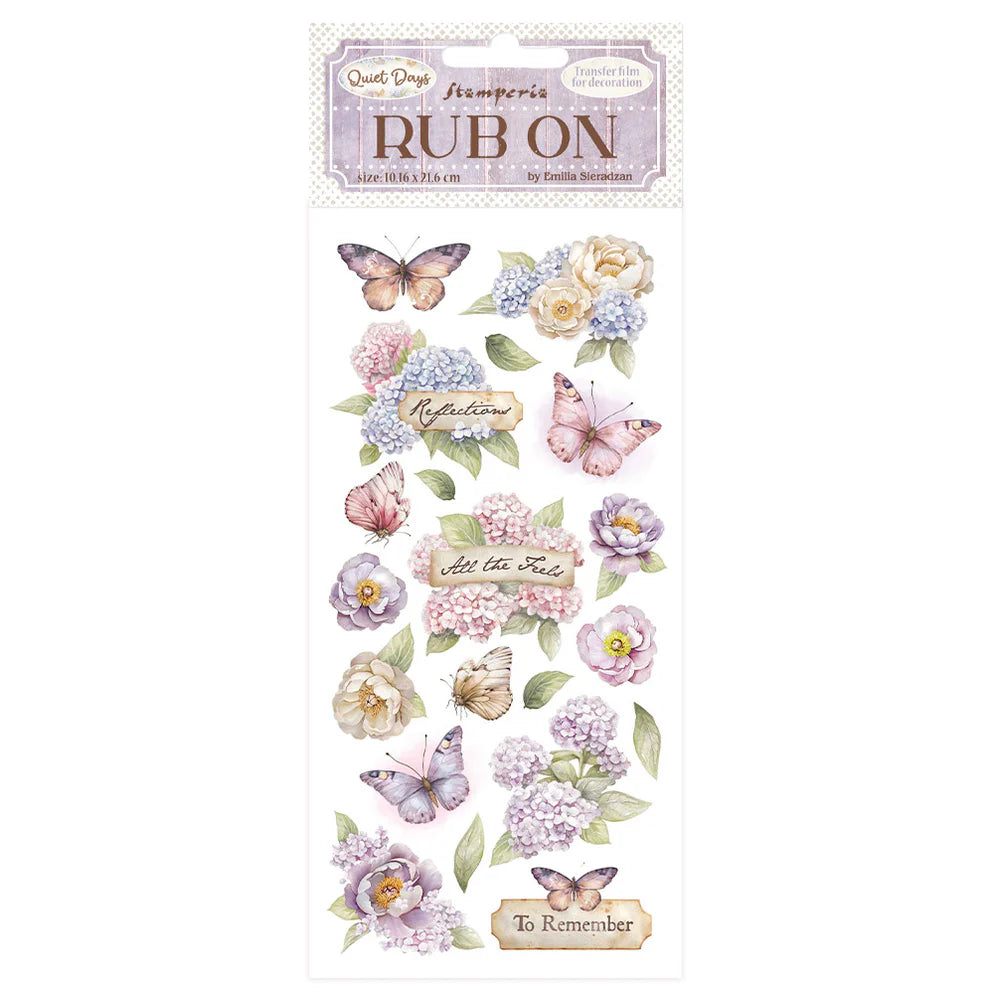 Stamperia Rub-On - Quiet Days Hydrangea and Butterfly