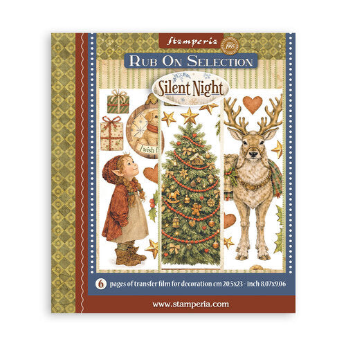 Stamperia 'Silent Night' rub on selection with Christmas-themed design on a white background