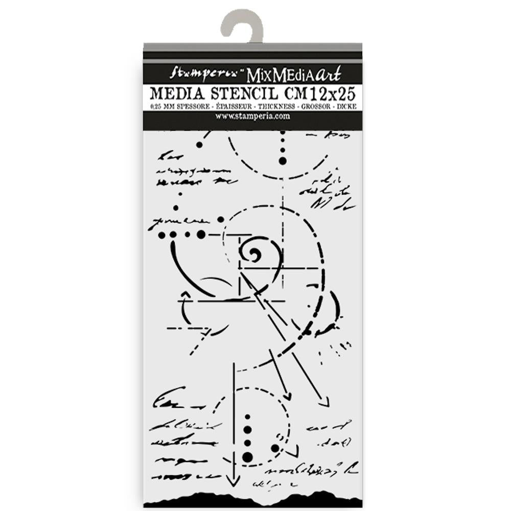Stamperia Silent Sea Fossil Stencil 12cm x 25cm – reusable transparent crafting stencil with fossil design from Cristina Radovan’s Silent Sea Collection