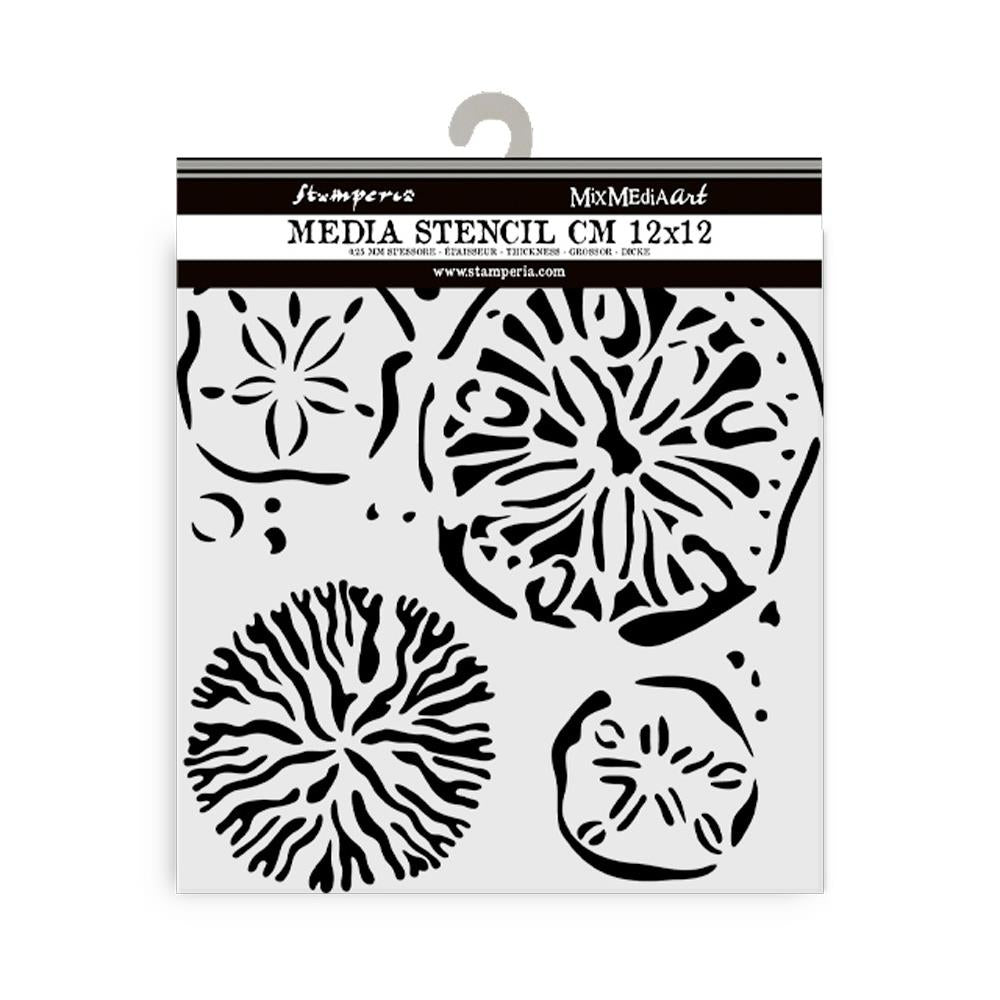 Stamperia Silent Sea Sponges Stencil 12cm x 12cm – reusable crafting stencil with sponge sea design from Cristina Radovan’s Silent Sea Collection