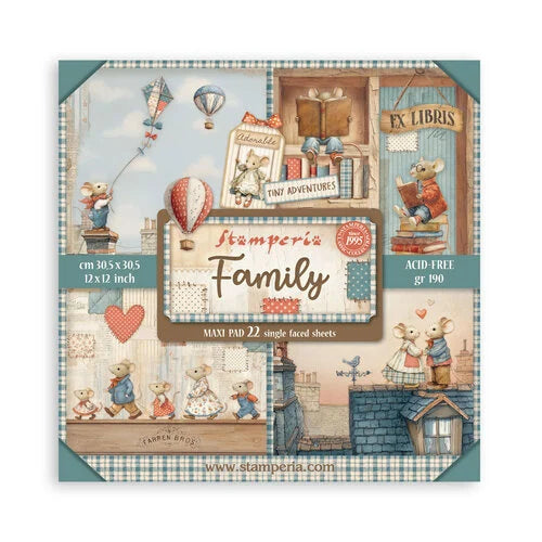 Stamperia Single-Sided Paper Pad 12x12 - Family