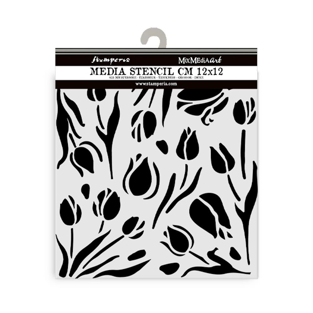 Stamperia Stencil 12cm x 12cm - Art of Travelling Tulips