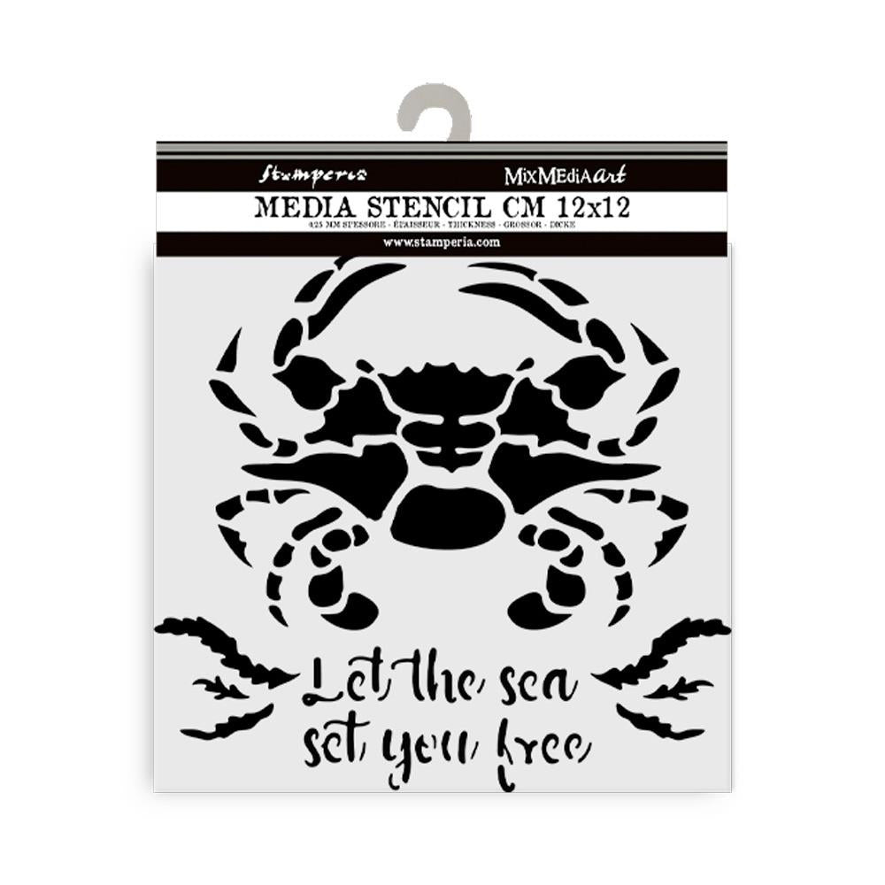 Stamperia Silent Sea Crab Stencil 12cm x 12cm – reusable crafting stencil from Cristina Radovan’s Silent Sea Collection