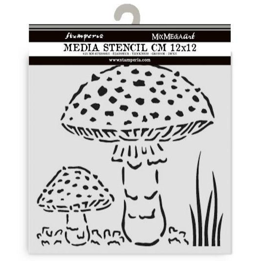Mushroom stencil in packaging on a white background