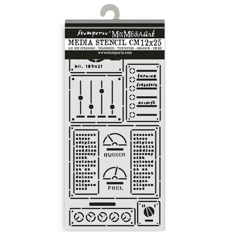 Stamperia Media Stencil with various patterns on a white background