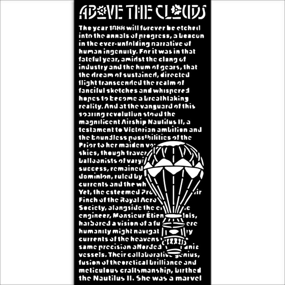 Decorative poster with text and a hot air balloon design