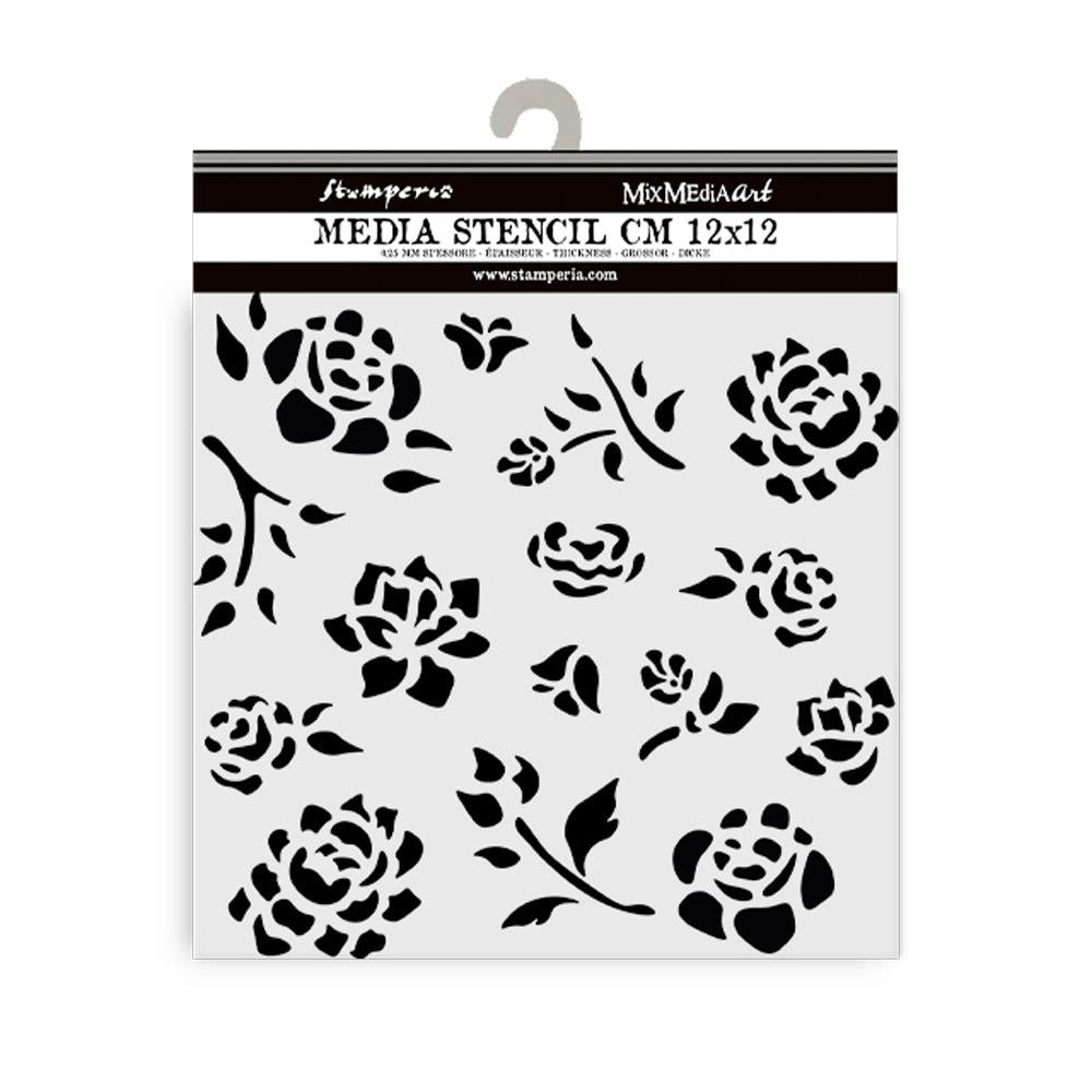 Stamperia Timeless Buds Pattern Stencil 12cm x 12cm – reusable crafting stencil with floral buds design from Emilia Sieradzan’s Timeless Collection