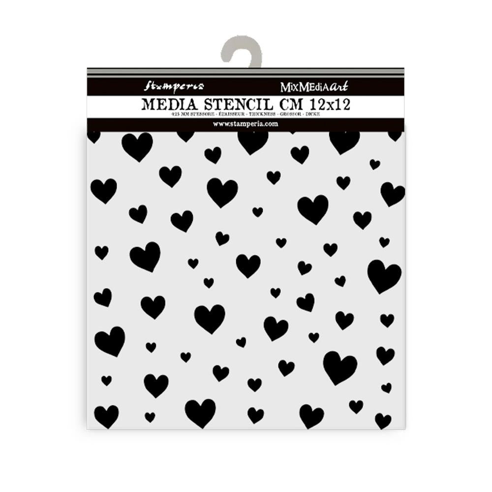 Stamperia Timeless Hearts Stencil 12cm x 12cm – reusable crafting stencil with heart design from Emilia Sieradzan’s Timeless Collection
