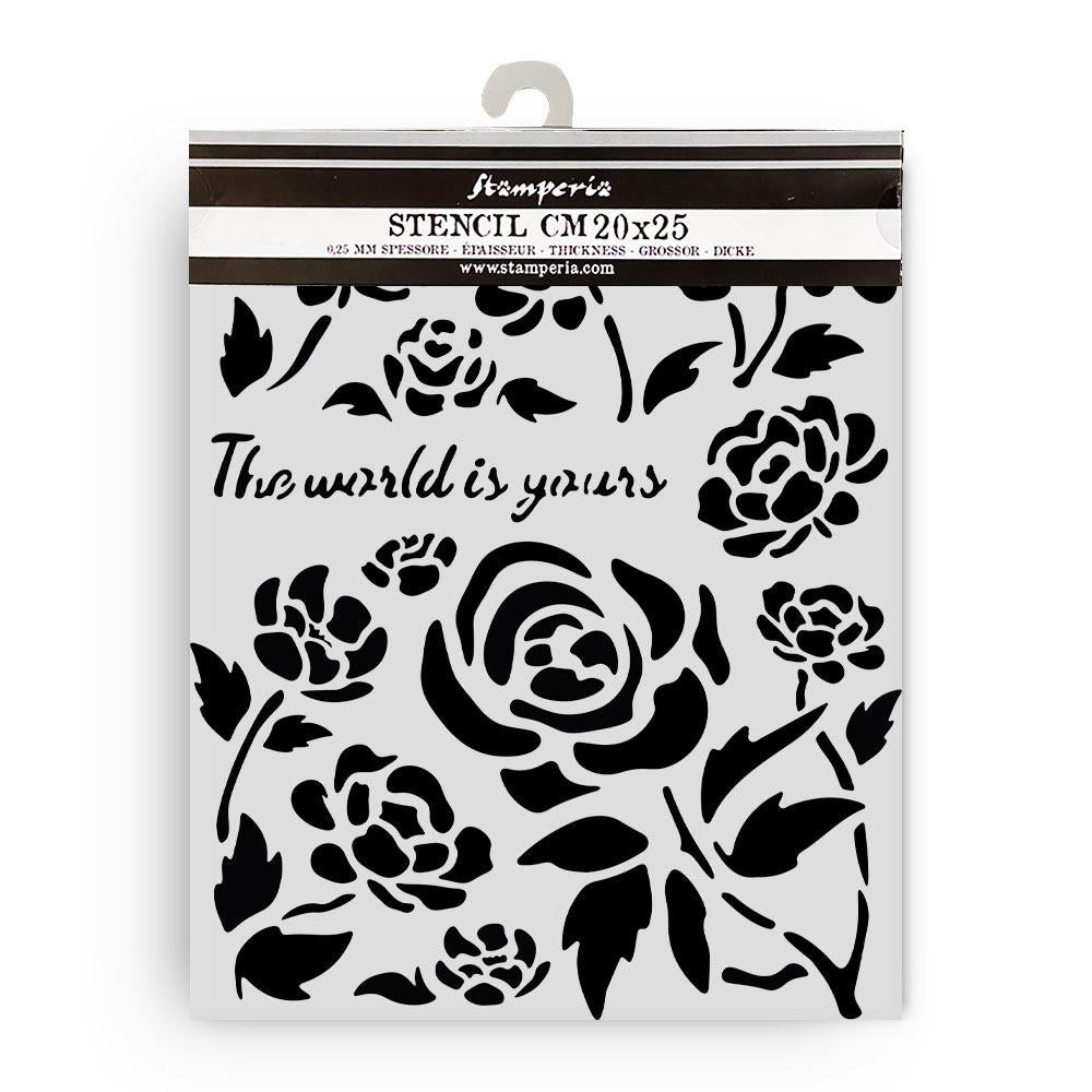 Stamperia Timeless Roses Stencil 20cm x 25cm – reusable transparent crafting stencil with rose design from Emilia Sieradzan’s Timeless Collection