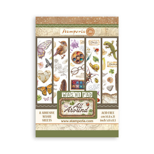 Stamperia washi pad with nature-themed design on a white background