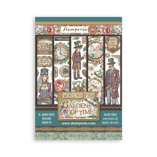 Stampperia 'Gardens of Time' washi pad packaging with vintage-themed design.