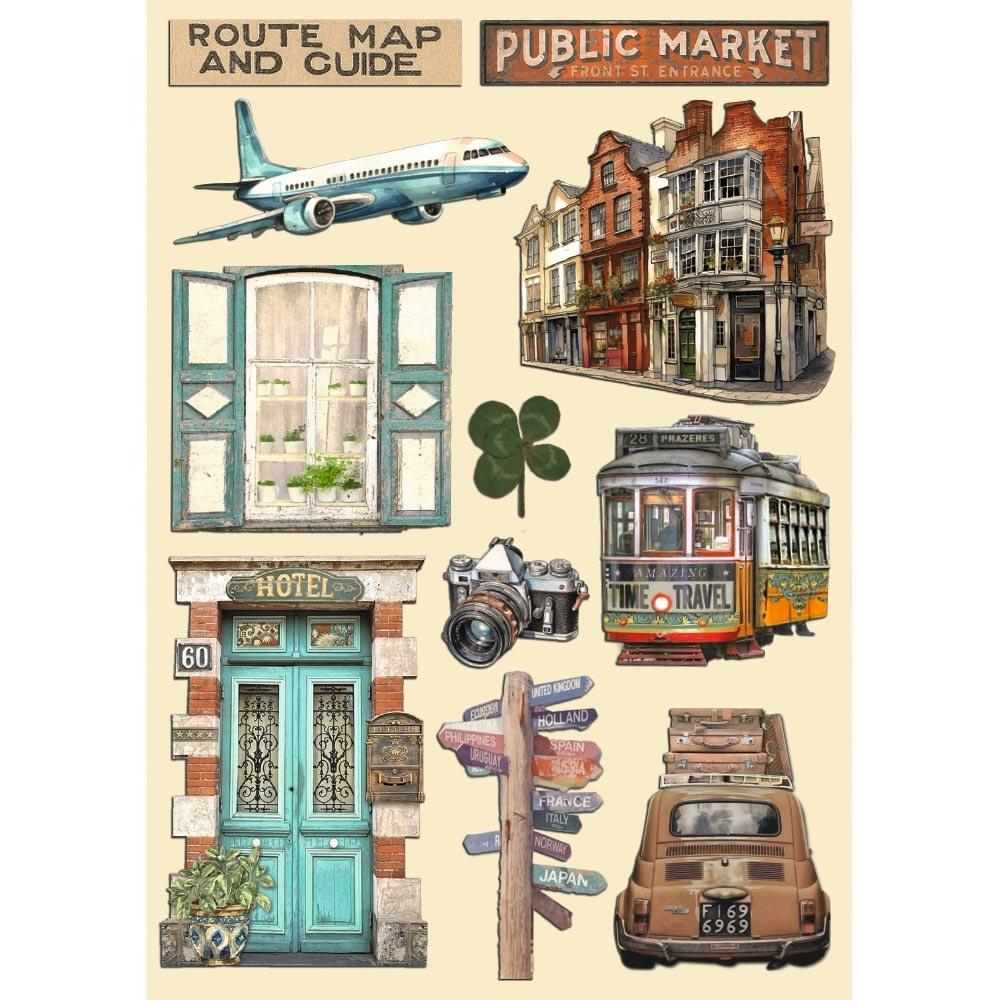 Stamperia Wooden Shapes A5 - Art Of Travelling