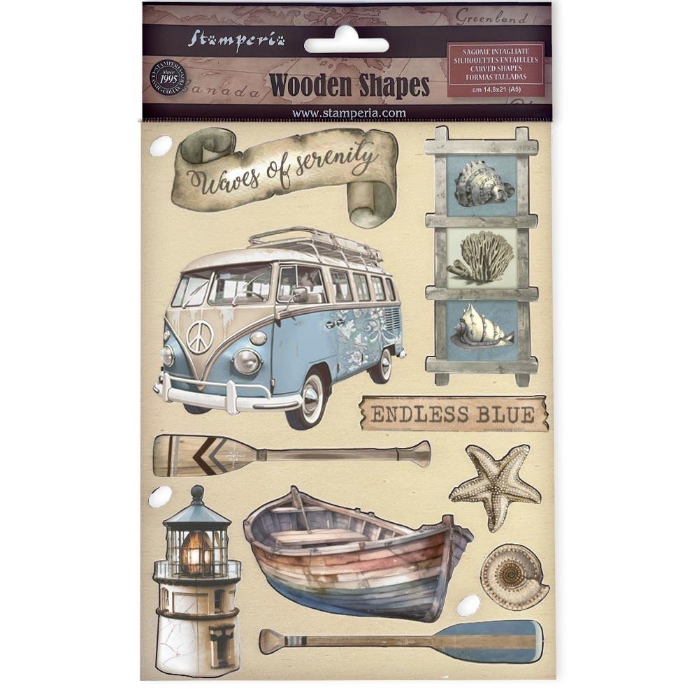 Stamperia Wooden Shapes A5 - Silent Sea Endless Blue