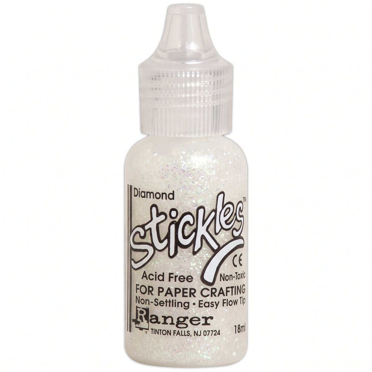 Ranger Stickles glitter glue in a clear squeeze bottle with a precision applicator tip