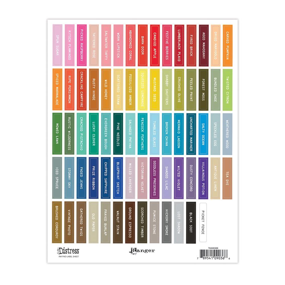 Tim Holtz Distress Ink Pad Label Sheets - White