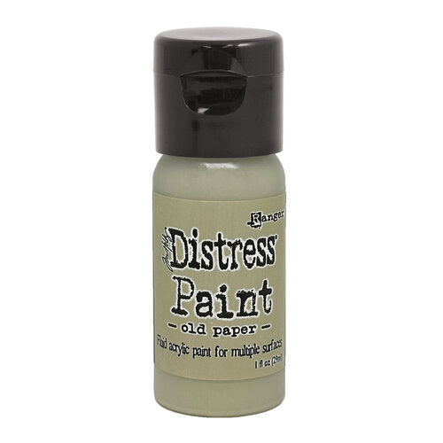 Bottle of Ranger Distress Paint in Old Paper color on a white background