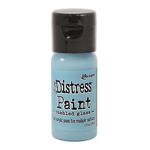Bottle of Ranger Distress Paint in tumbled glass color on a white background